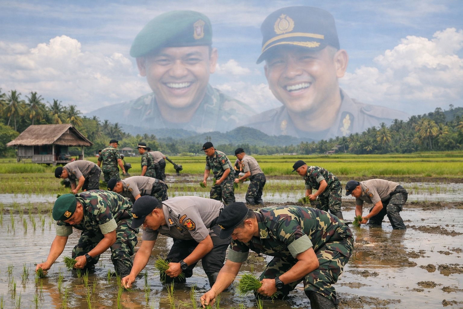 Prabowo Minta Peran TNI-Polri di Sawah Tak Dipersoalkan