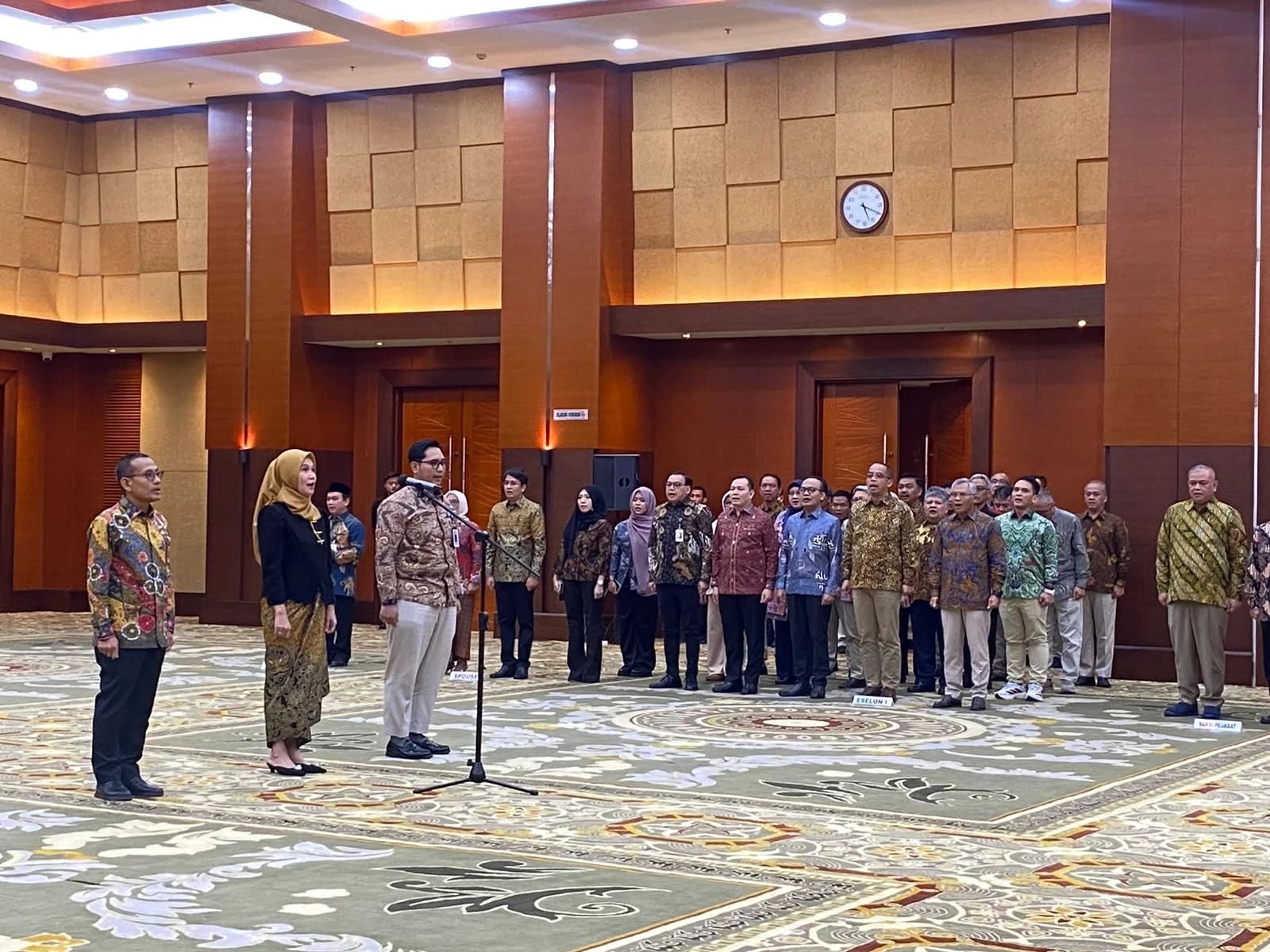 Suasana pelantikan tiga direktur jenderal kementerian keuangan, Jakarta