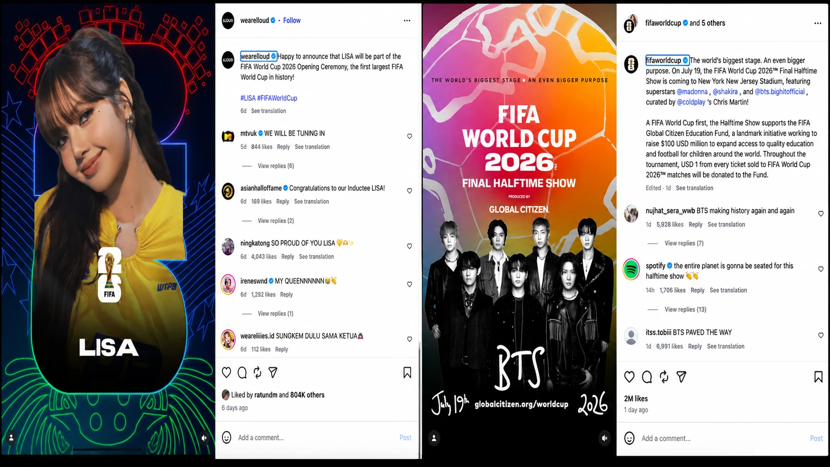 Lisa BLACKPINK Isi Opening Piala Dunia 2026, BTS Tampil di Final