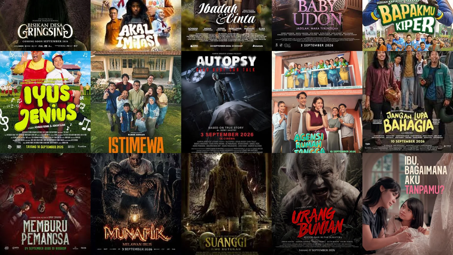 Film Indonesia Terbaru September 2026: Daftar dan Jadwal Tayang di Bioskop