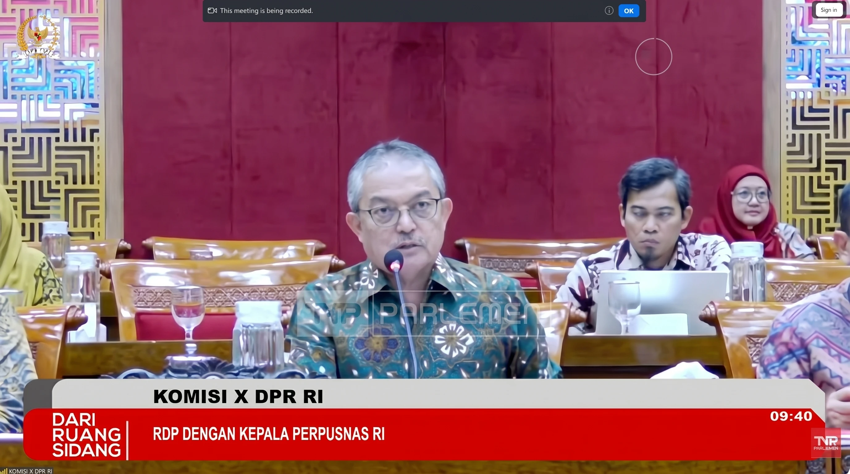 Kepala Perpusnas Aminudin Aziz dalam Rapat Dengar Pendapat (RDP) bersama Komisi X DPR RI