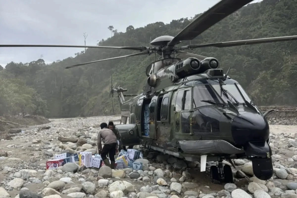 Demi Distribusikan Logistik di Aceh, Helikopter AU Harus Mendarat di Sungai