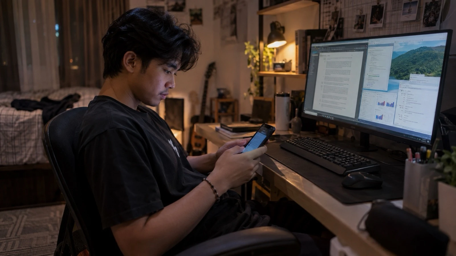 anak muda, ponsel, smartphone, PC, komputer