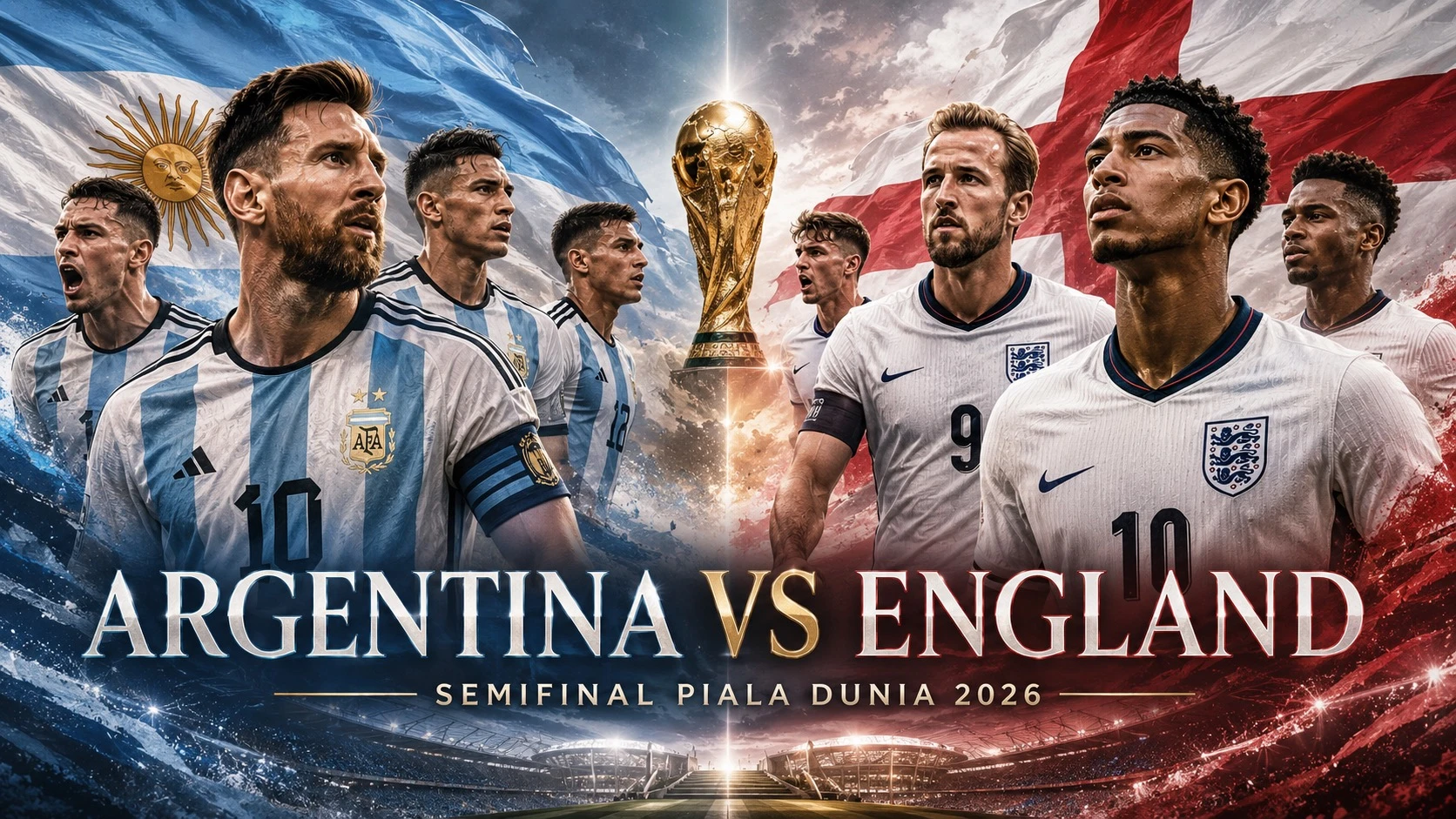 Prediksi Argentina vs Inggris di Semifinal Piala Dunia 2026: Duel Messi, Bellingham, dan Dua Tim yang Sulit Mati
