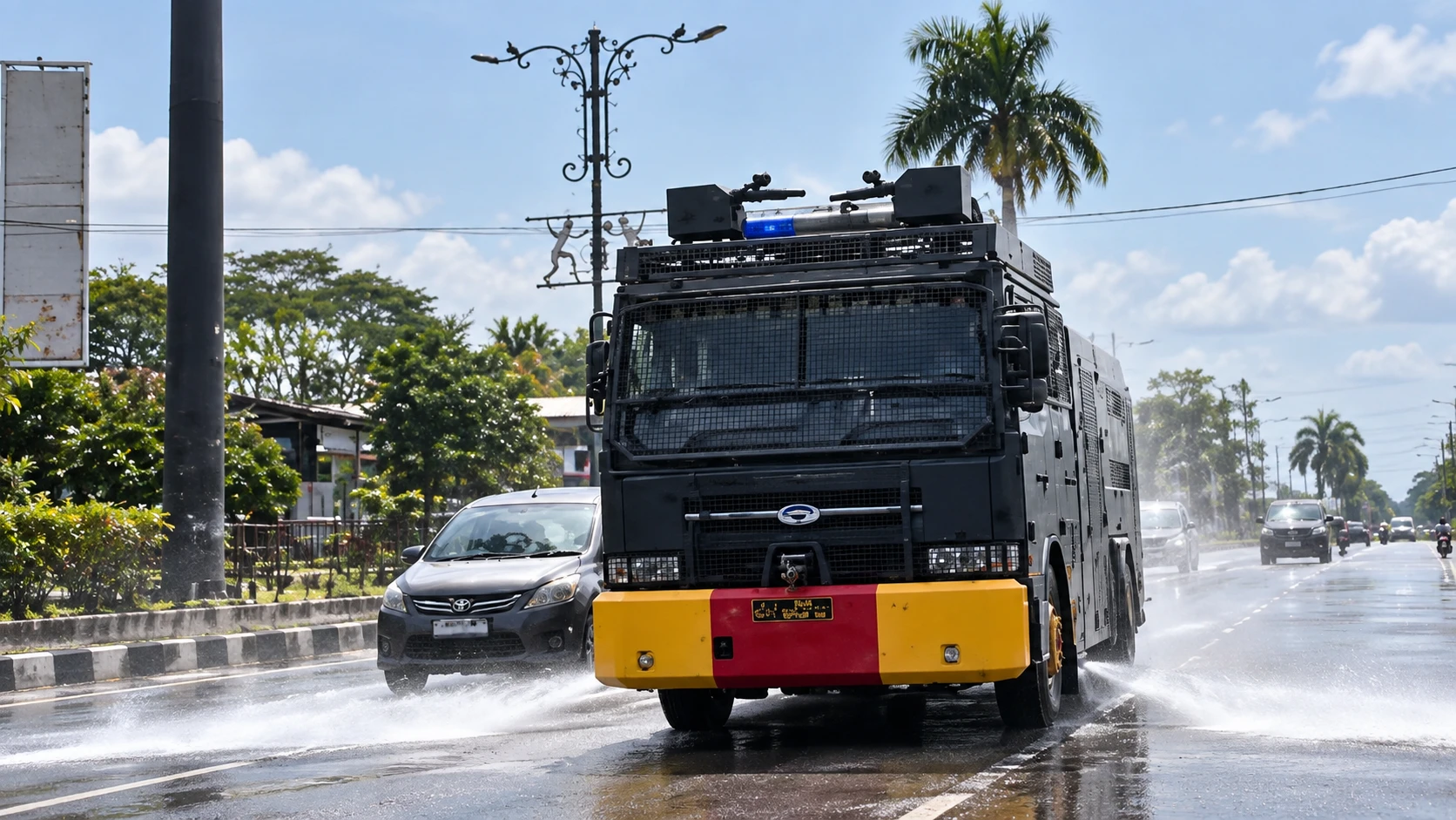 Abu Anak Krakatau Capai Bogor, Polisi Kerahkan Water Cannon Bersihkan Jalan