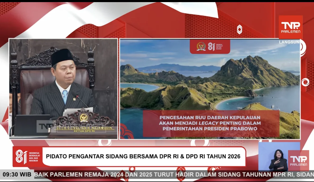 Ketua DPD RI Sultan B. Najamudin, sidang tahunan