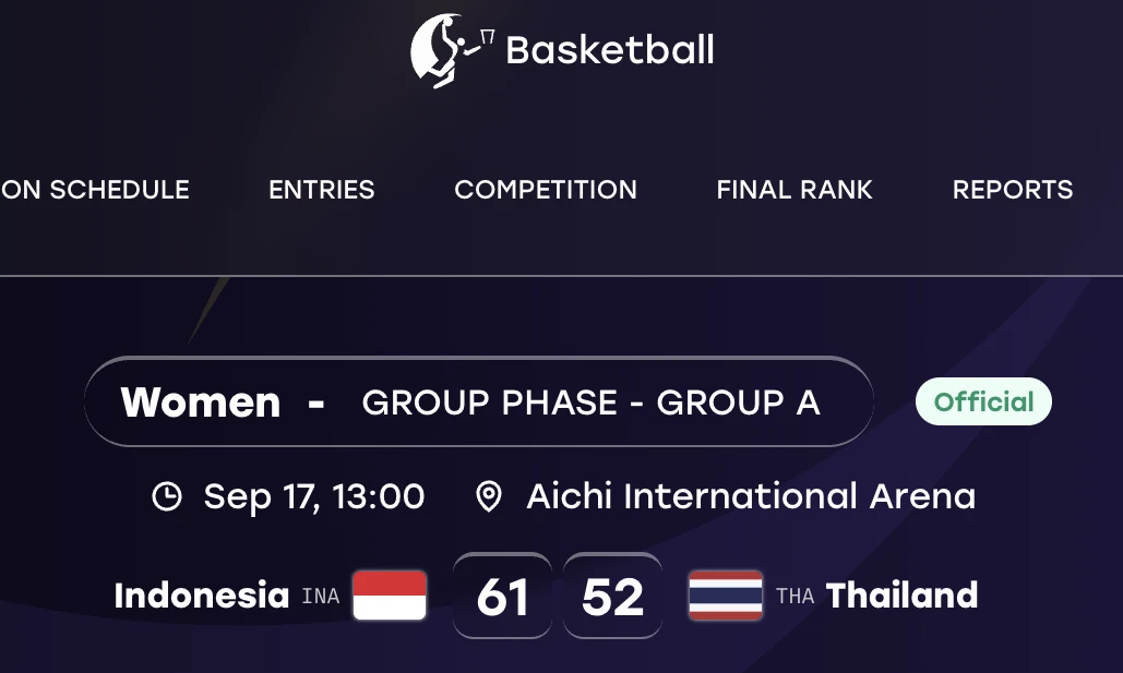 Basket Putri Indonesia Taklukkan Thailand 61-52 di Asian Games